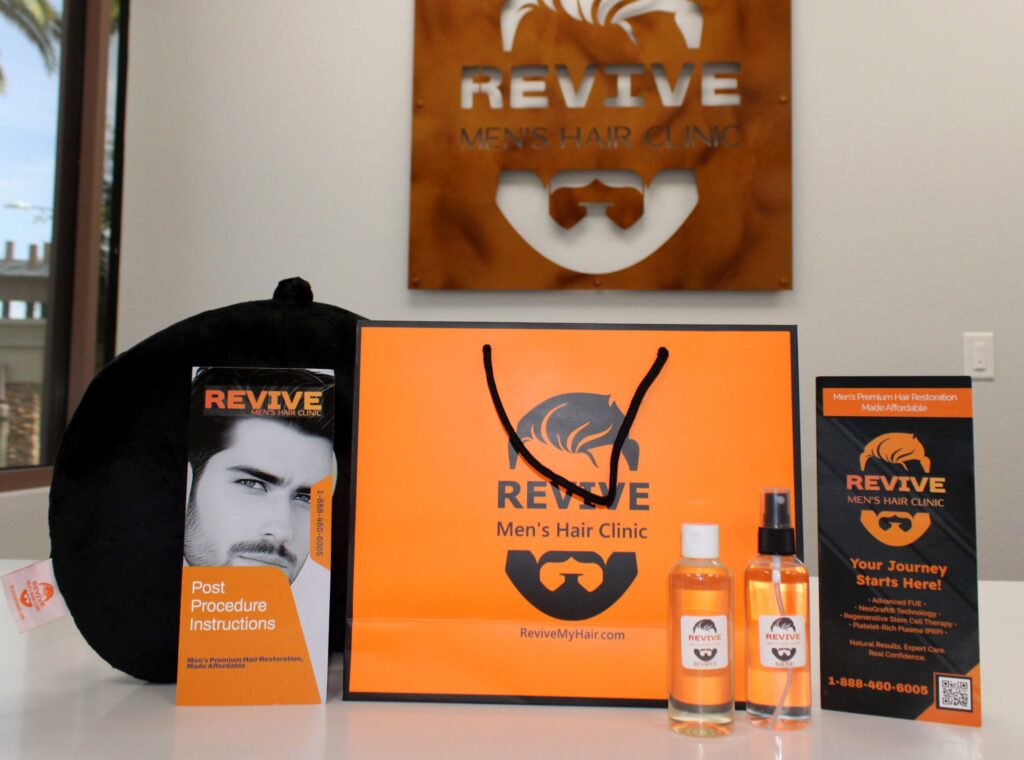 Revive aftercare product display below the metal logo