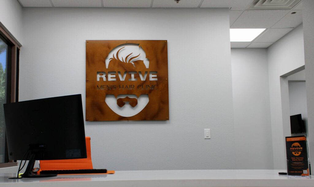 Reception area at Revive Mens Hair Clinic